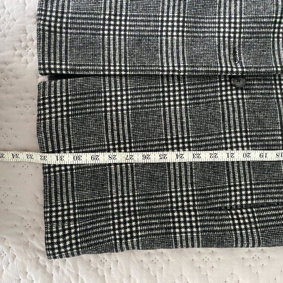Oak + Fort Black and White Wool Blend Plaid Coat XS - Picture 13 of 14